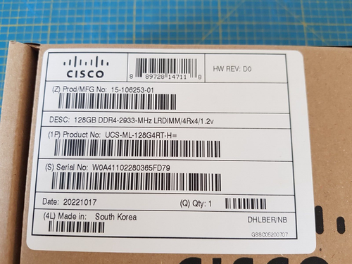 Cisco UCS-ML-128G4RT-H 128GB Ddr4-2933Mhz Pc4-23400 Ecc_0,1_6 UR - Bild 2 von 3