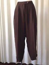 Hermes Women brown silk pleated pants High Rise size 42 Fr US 10