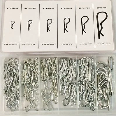 ATE, AJ, LJX, VALLEY, CTT 300pc Industrial Mechanical Hitch Hair R Cotter Pin Tractor Clip Assortment