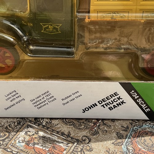 John Deere 1/34 Scale Metal Delivery Truck 1931 Coin Bank With Key New In Box - Picture 5 of 14