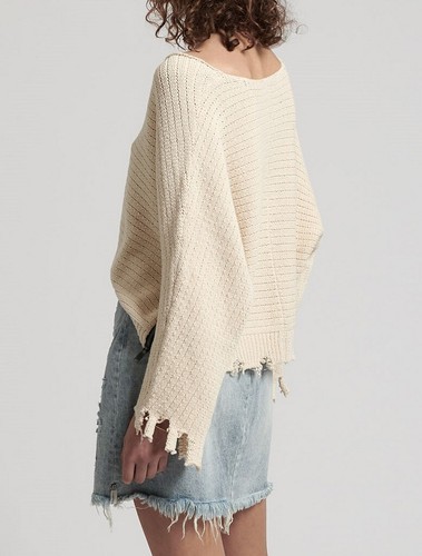 Cotton Sweater Tamaño Cream M One Destroyed Teaspoon Womens 21435 White wnHgUq