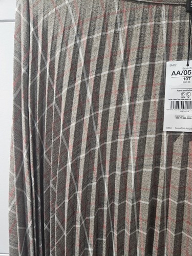 BNWT NEXT BROWN RED CHECKED PLEATED TARTAN MIDI SKIRT BUCKLE SIDE SIZE 10 - Bild 8 von 11