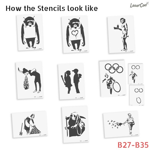 Colección Plantillas BANKSY, Todos los Motivos en 1 Pack en A6 A5 A4, PROMOCIÓN Descuento - Imagen 5 de 24