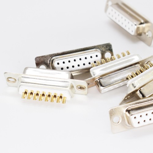 10pcs Gold Pin 15pin 2 Row D-Sub Female Socket Solder Chassis Connector RS232 - Picture 3 of 6