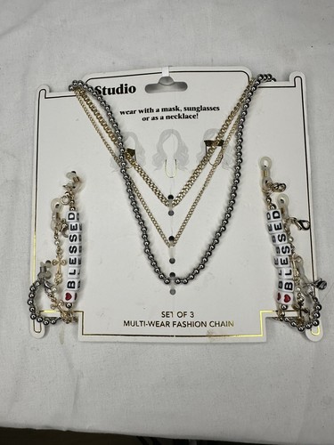 Studio Set 3pk Multi Use Eyeglass, Mask Fashion Necklace Chain NEW - Picture 3 of 4