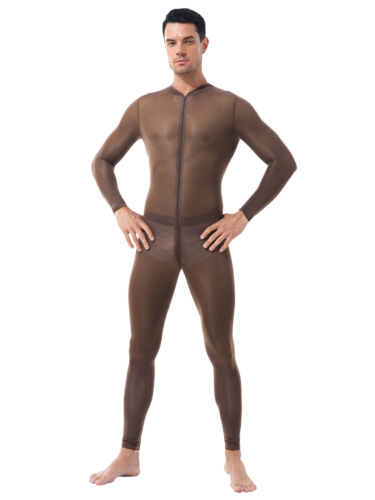 Herren Ganzkörperanzug Body Transparent Overall Jumpsuit Catsuit Reisverschluss - Bild 32 von 41