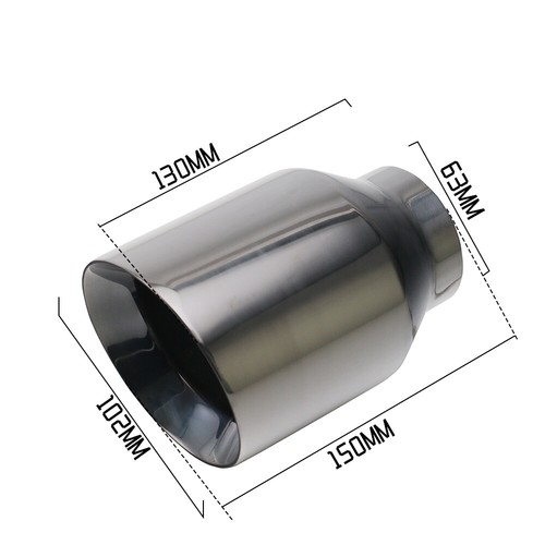 1PC Universal 2.5'' ID 4'' OD Exhaust End Tip Muffler Pipe Tip Slant Black - Picture 3 of 6