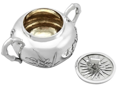 Chinese Export Silver Three Piece Tea Service - Antique Circa 1890 - 第 8/12 張圖片