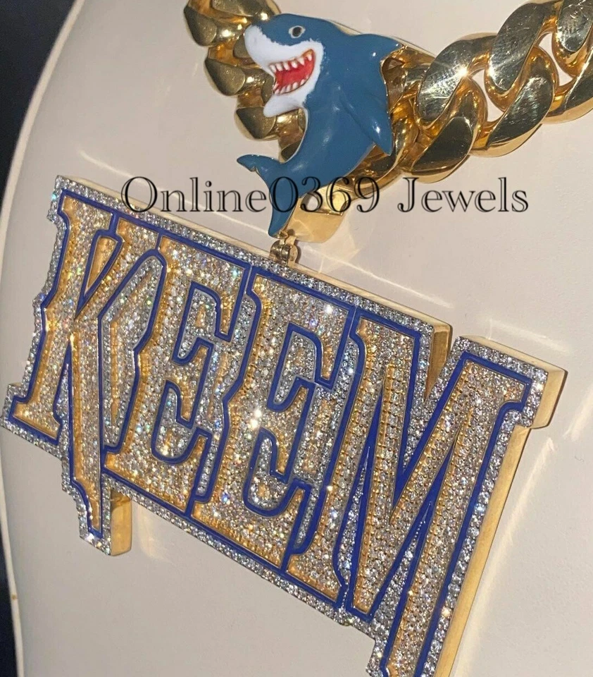 Men's Large Customized Name Enamel Pendant in Round Cubic Zirconia 925 Silver - Image 4 of 4