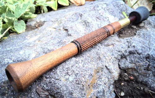 Turkey Trumpet Yelper Game Call Black Walnut Wood, Red Buffalo Horn Mouth Piece