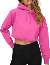 URBAN BUCK Neon pink color Hoodies for Women Casual Long Sleeve Cropped. size XL
