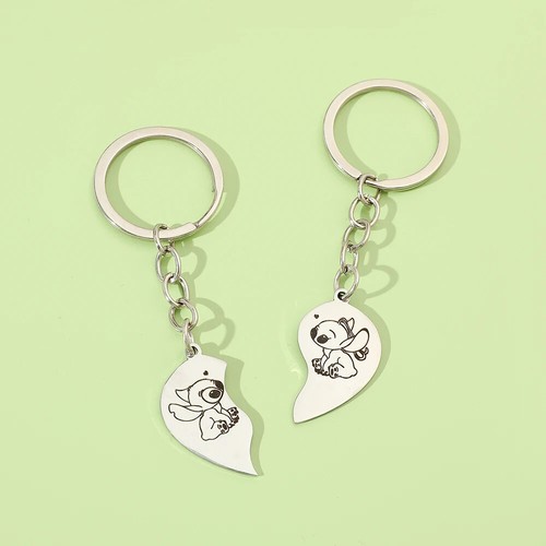 Lilo & Stitch Halskette Edelstahl Herz Anhänger Hals Kette Liebhaber Schmuck Geschenke - Bild 10 von 10