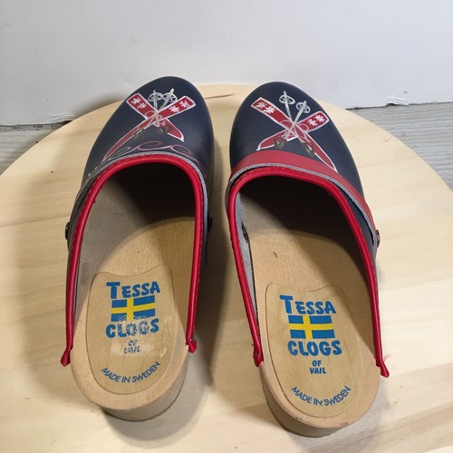 Tessa Wooden Leather Hand Painted Sweden Clog’s Shoes Size 9-9.5 (40) - Picture 3 of 8