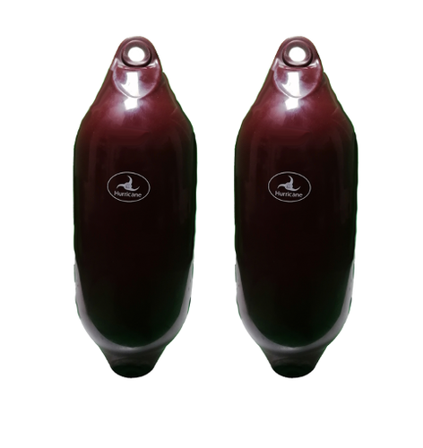 2 x HURRICANE Boat Fenders: Maroon PM03 - FREE SPLICED END 10MM ROPE - Picture 2 of 2