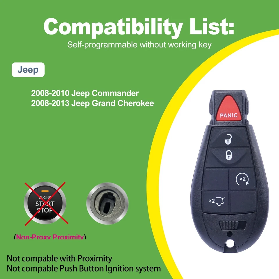 2 nuevas herramientas de repuesto y kit de llavero remoto para Jeep Commander 2008 2009 2010 Foto 2 de 4