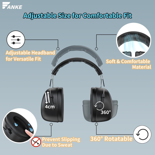 Ear muffs Hearing Protection Construction Shooting Noise Reduction Anti-noise - Picture 3 of 6