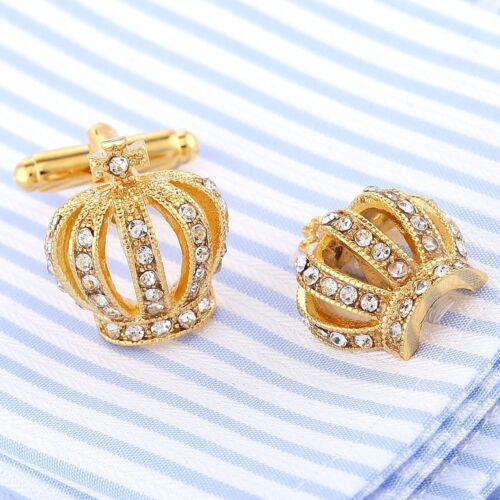 Men Cufflinks 1 Pair of Shirt Suit Cuff Links Jewelry Rhinestone Classic MN-20 - Picture 2 of 6