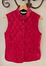 Eddie Bauer Goose Down Filled Vest Women's Small Snap Front Pockets Maroon Red