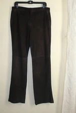 FINE Worth Collection Sz 10 Medium Rich BROWN 100% Suede Leather Pants Lux M L