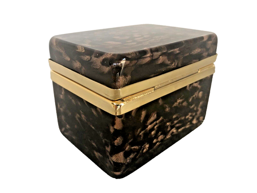 Caja de cristal vintage italiana de Murano con bisagras en escamas de oro - Imagen 11 de 16