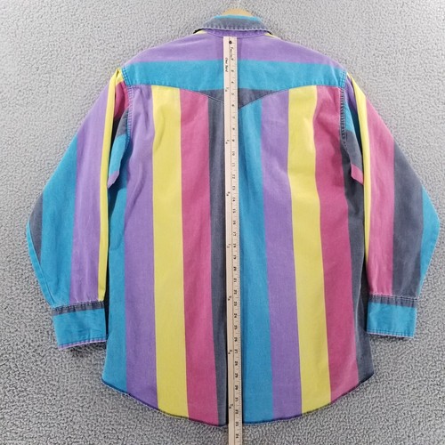 Wrangler Brushpopper XL vintage rosa a scatto perla viola rodeo cowboy western 16,5 34 - Foto 11 di 19