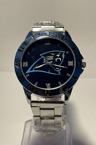 Carolina Panthers NFL Team Logo Men's Stainless-Steel Silver Watch NEW - Picture 1 of 8