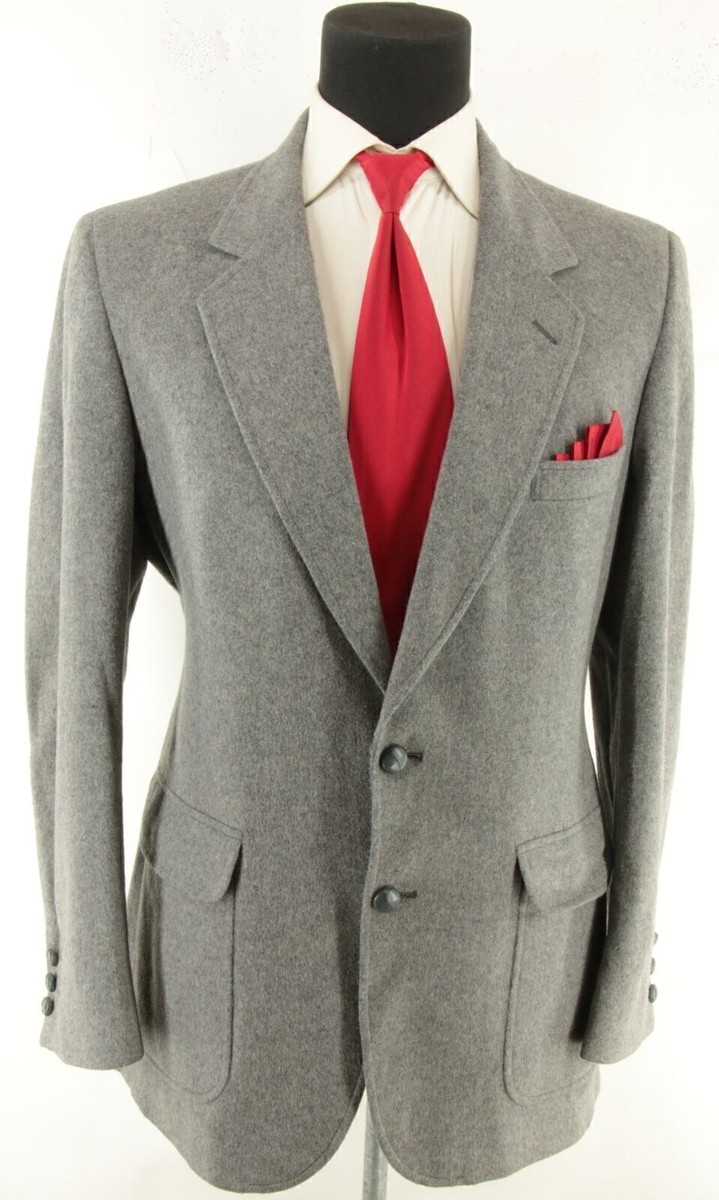 Men's Tailored Gray 100% Wool Sport Coat Blazer Jacket Size
