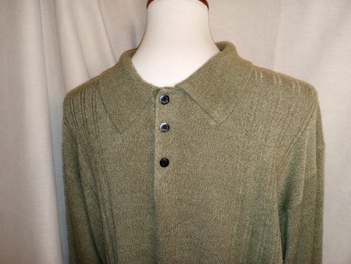 Mens XL Dockers Sweater Collar 3/4 button Olive Green ltwght Measurements Below - Picture 9 of 12
