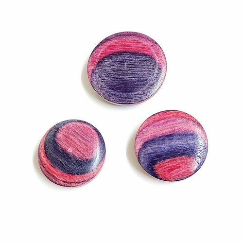Quirky Colourful Wooden Button 20mm 21mm 25mm Shank Groovy Stripe Boho Hippy Art - Picture 2 of 44