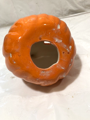 Small Halloween Jack-O-Lantern Decoration Tealight Votive Candle Ceramic Pumpkin - Picture 6 of 6