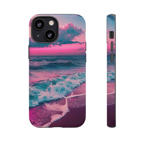 For iPhone | Samsung Galaxy | Pixel Phone Case - Pink Tranquil Beach Waves Neon - 第 70/191 張圖片