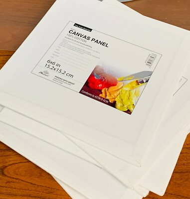 #ad 8 pcs. Canvas Panel Board Oil Acrylic Painting 6quot; x 6quot; White $12.25