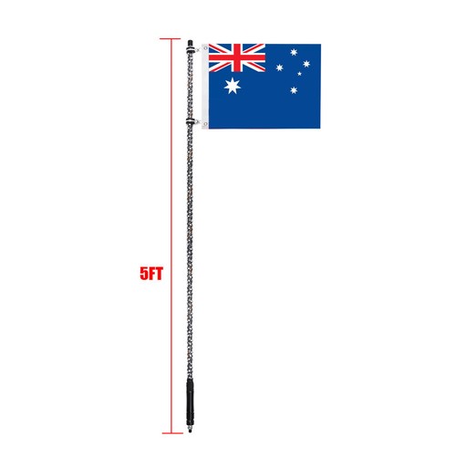 Pair 5FT bluetooth RGB Spiral LED Whip Lights W/ AU Flag &Remote For ATV UTV - Picture 9 of 11
