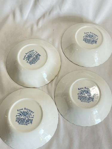 Rose Bouquet Blue Johnson Bros Fruit Bowls Set Of 4 - Picture 9 of 11