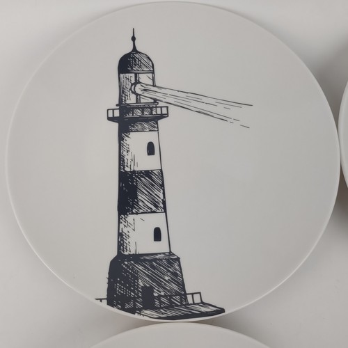 Set of 4 American Atelier Coastal Collection Salad Plates Nautical Ship Anchor - Picture 2 of 9