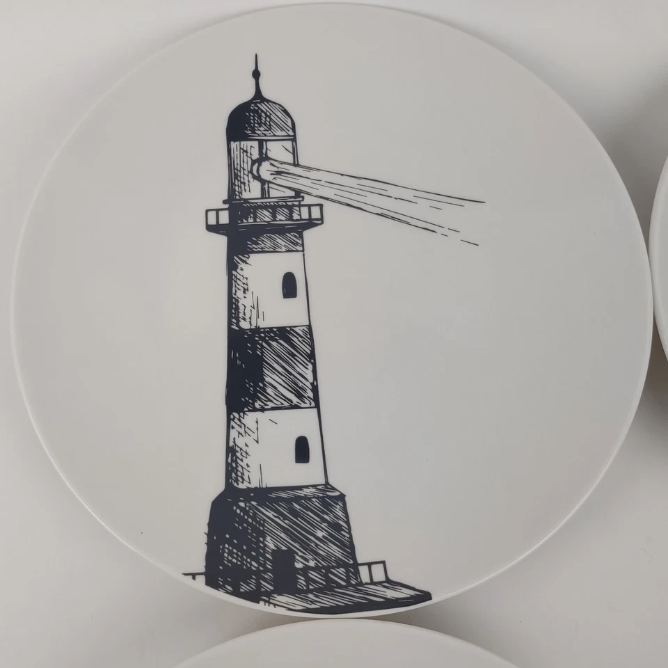 Juego de 4 Platos de Ensalada Colección Costera American Atelier Ancla Barco Náutico  Foto 2 de 4