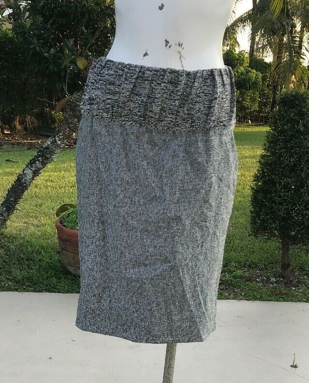 GONNA YVES SAINT LAURENT GRIGIA IN MAGLIA ELASTICIZZATA DETTAGLIO VITA TG 46 NUOVA CON ETICHETTA MADE IN FRANCE