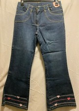 Gymboree Girl Denim Blue Jeans Size 10 Plus Adjustable Waist Embroidered Hearts