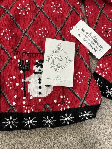Design Options NEW Vintage Christmas Snowman Sweater Cardigan XL Pearl buttons - Picture 9 of 10