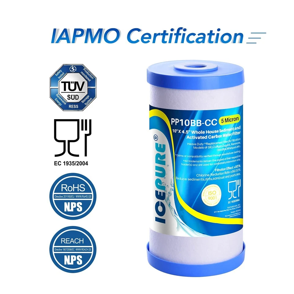 5 Micron 10" x 4.5" Whole House Replacement Cartridge for GE FXHTC,GXWH35F,2PACK - Image 2 of 4