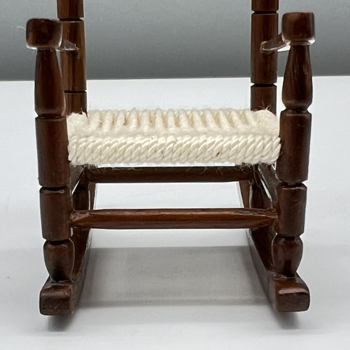 VTG Sonia Messer LADDERBACK ROCKING CHAIR WOOD "CANE" SEAT Miniature Dollhouse - Picture 17 of 18