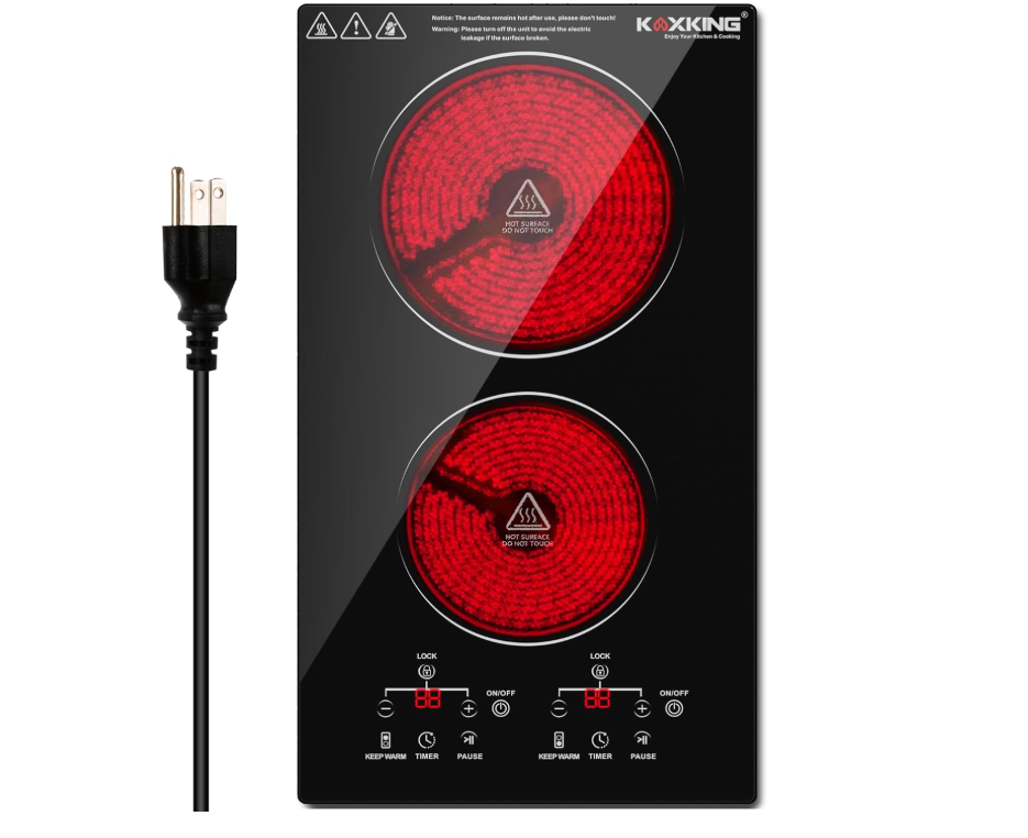 Electric Cooktop 12 Inch, 2 Burner Electric Stove Top Built-in Sensor Touch Elec