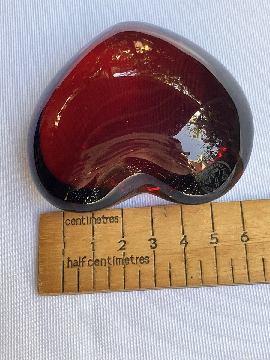 Baccarat Heart Paperweight Red Crystal Glass Puffy Ornament