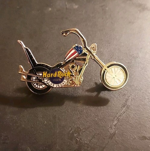 Hard Rock Hotel Las Vegas~Black Yellow Motorcycle Pin W/ Patriotic Tank~EX