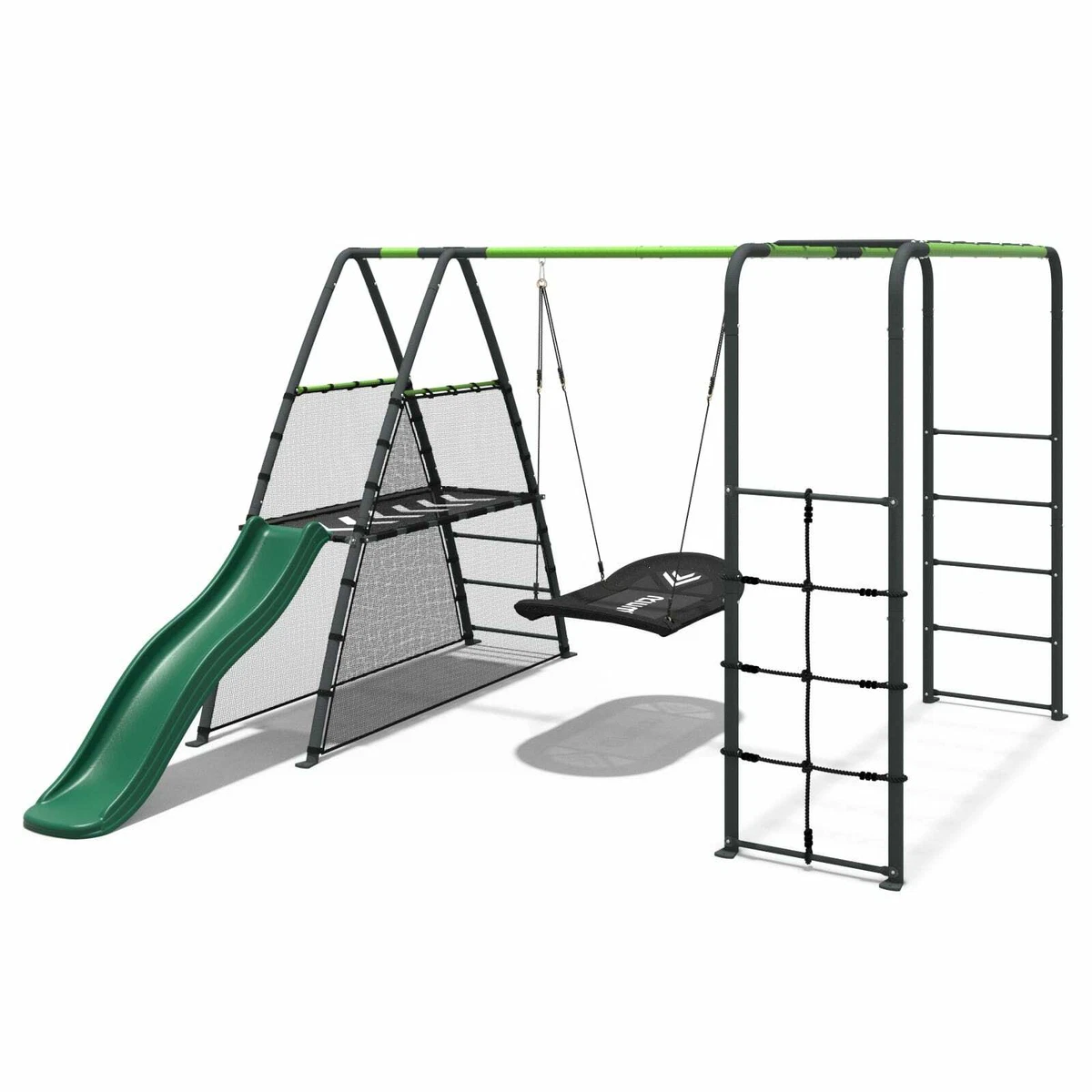 Rebo Steel Series Metal Swing Set Monkey Bars 6ft Slide 2 Colours