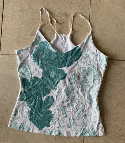 Vintage Y2K Mexx Floral Print Racerback Tank Top Shelf Bra Coconut Size Large L