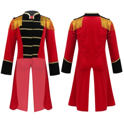 Kids Circus Jacket Double Breasted Tassels Tailcoat Boys Ringmaster Costume - Picture 10 of 33