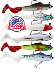 Señuelos para Bass Jig Head Soft Swimbait,6 cebo de plástico,para pesca de agua
