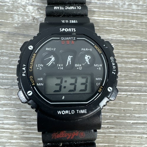 Reloj deportivo Kellogg's Cereal 1992 oficial de promoción de los Juegos Olímpicos de Estados Unidos batería nueva funciona - Imagen 2 de 5