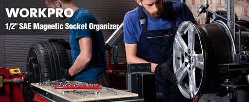 WORKPRO 1/2 -Inch SAE/ Metric Magnetic Socket Organizer Socket not Included NEW - Picture 10 of 19